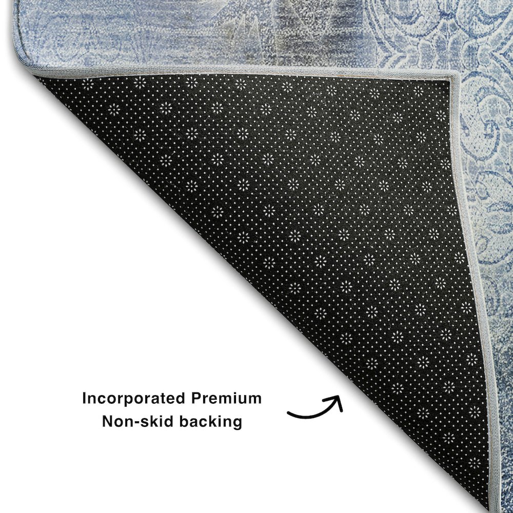 Premium Machine Washable Mayfield  Blue 5' x 7'6" Rug. Picture 2