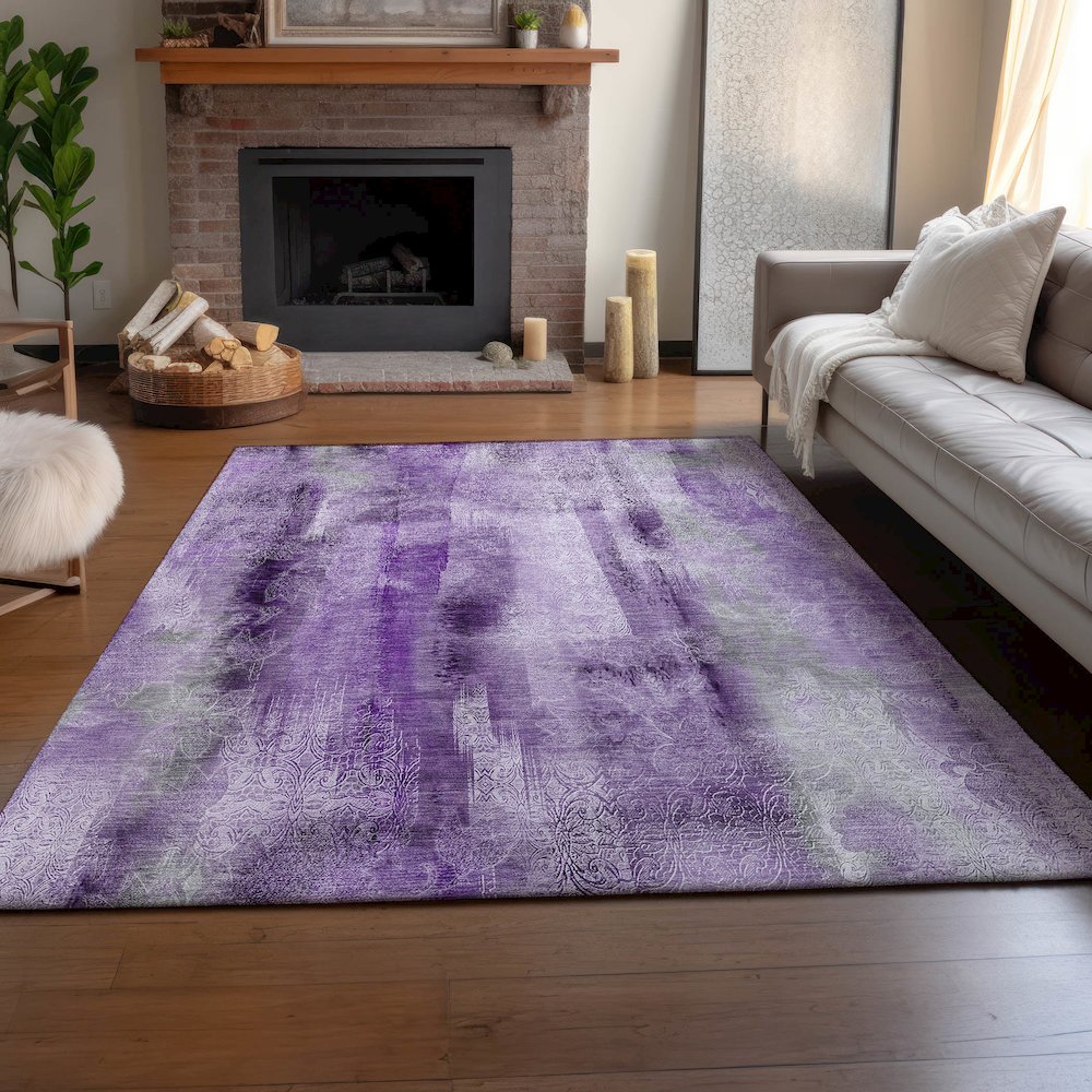 Premium Machine Washable Mayfield  Purple 9' x 12' Rug. Picture 6
