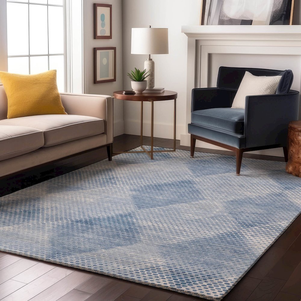 Premium Machine Washable Mayfield  Blue 9' x 12' Rug. Picture 5
