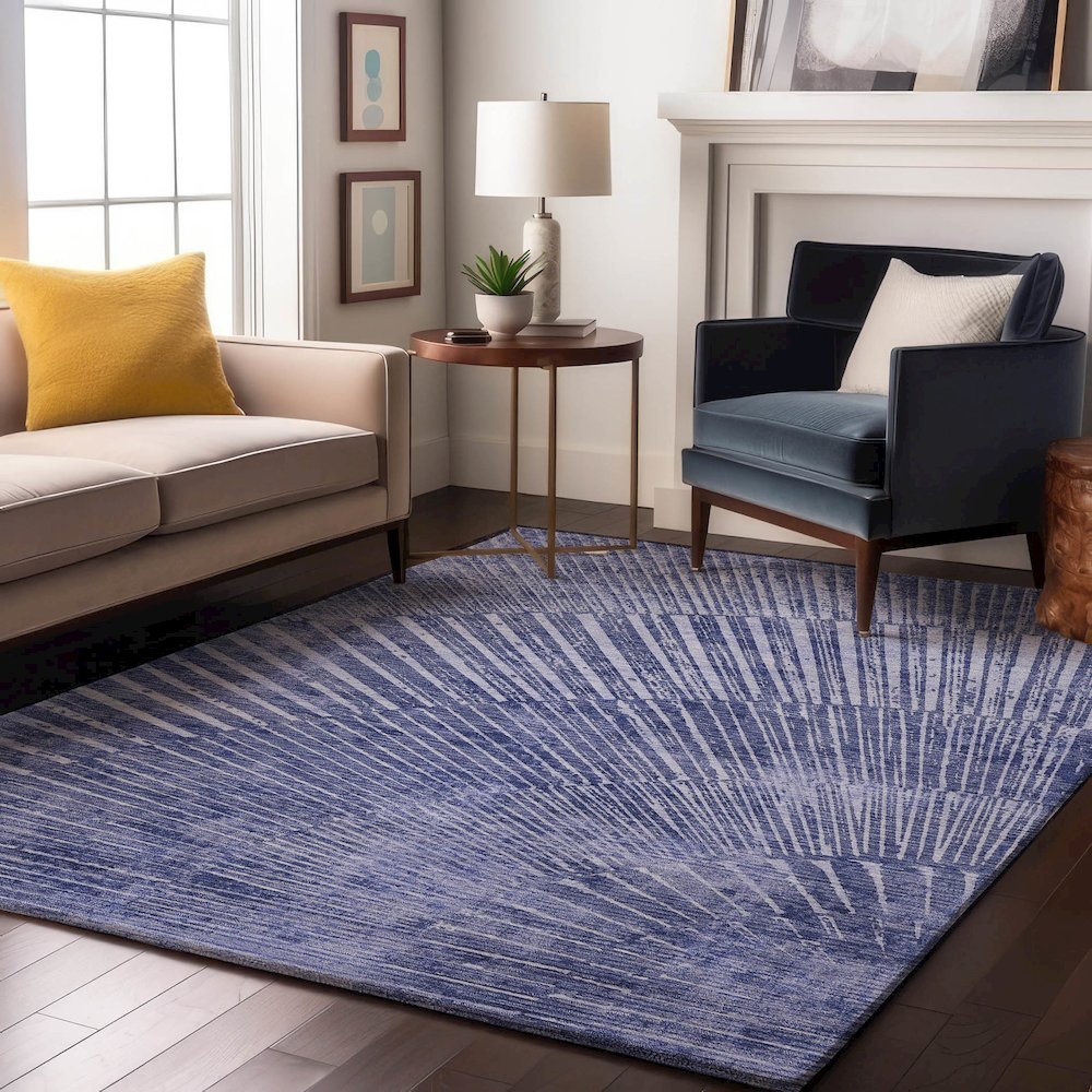 Premium Machine Washable Mayfield  Navy 9' x 12' Rug. Picture 5