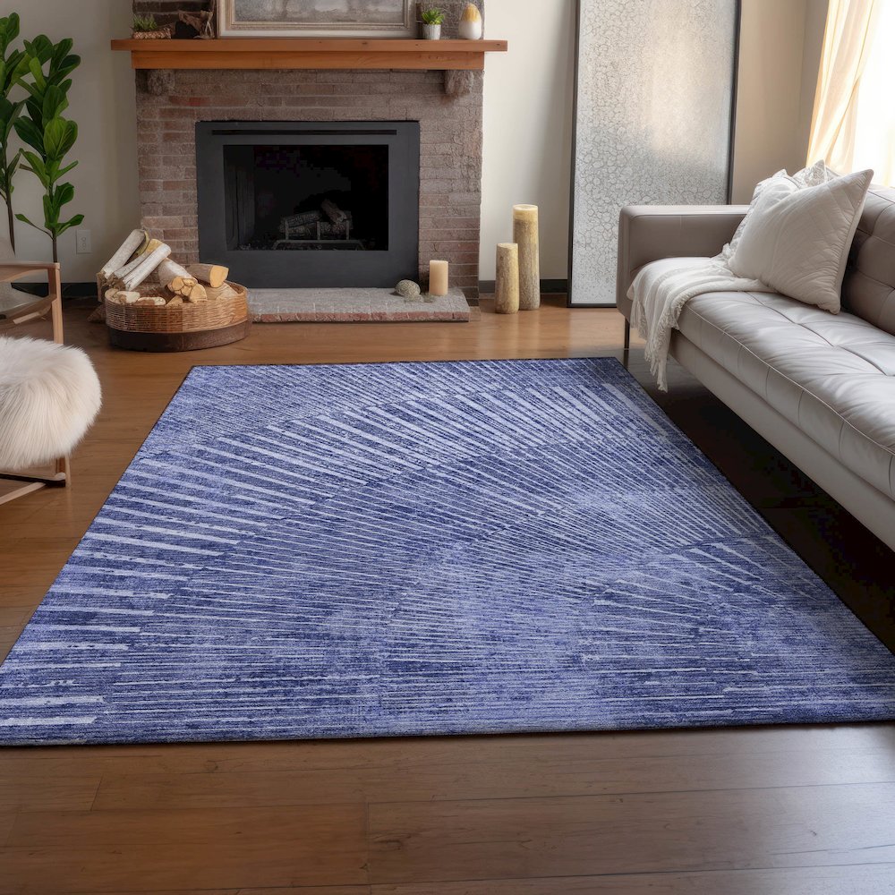 Premium Machine Washable Mayfield  Navy 9' x 12' Rug. Picture 6