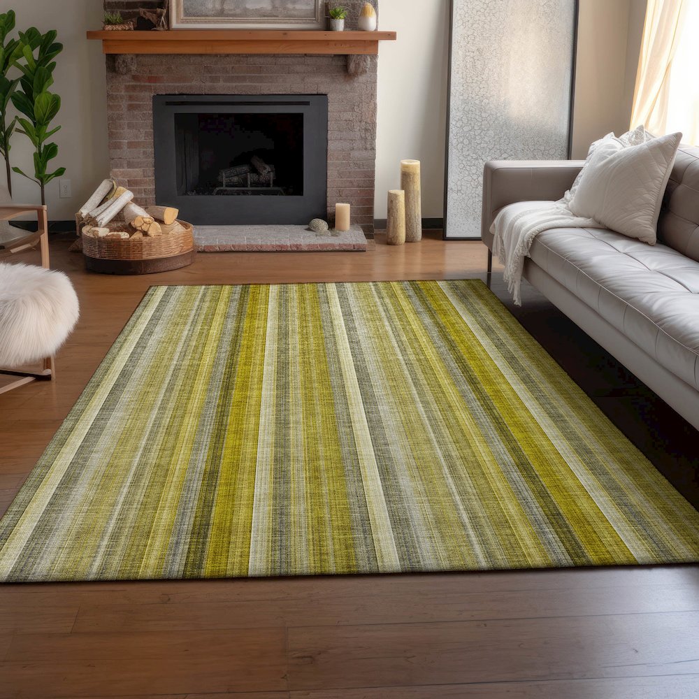 Premium Machine Washable Mayfield  Gold 9' x 12' Rug. Picture 6