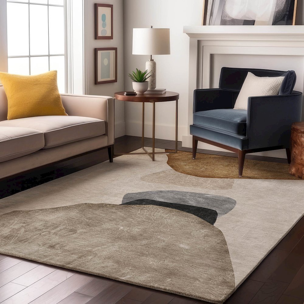 Premium Machine Washable Mayfield  Brown 9' x 12' Rug. Picture 5