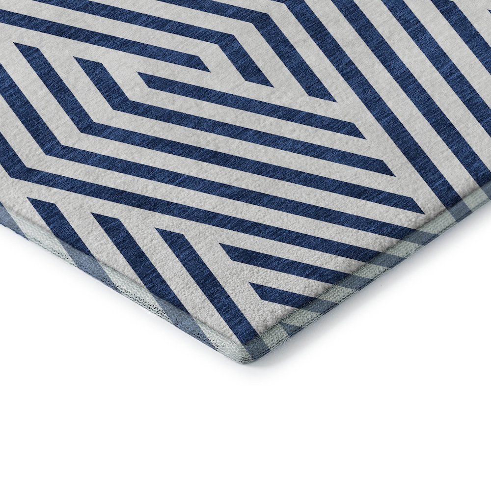 Premium Machine Washable Mayfield  Navy 5' x 7'6" Rug. Picture 3