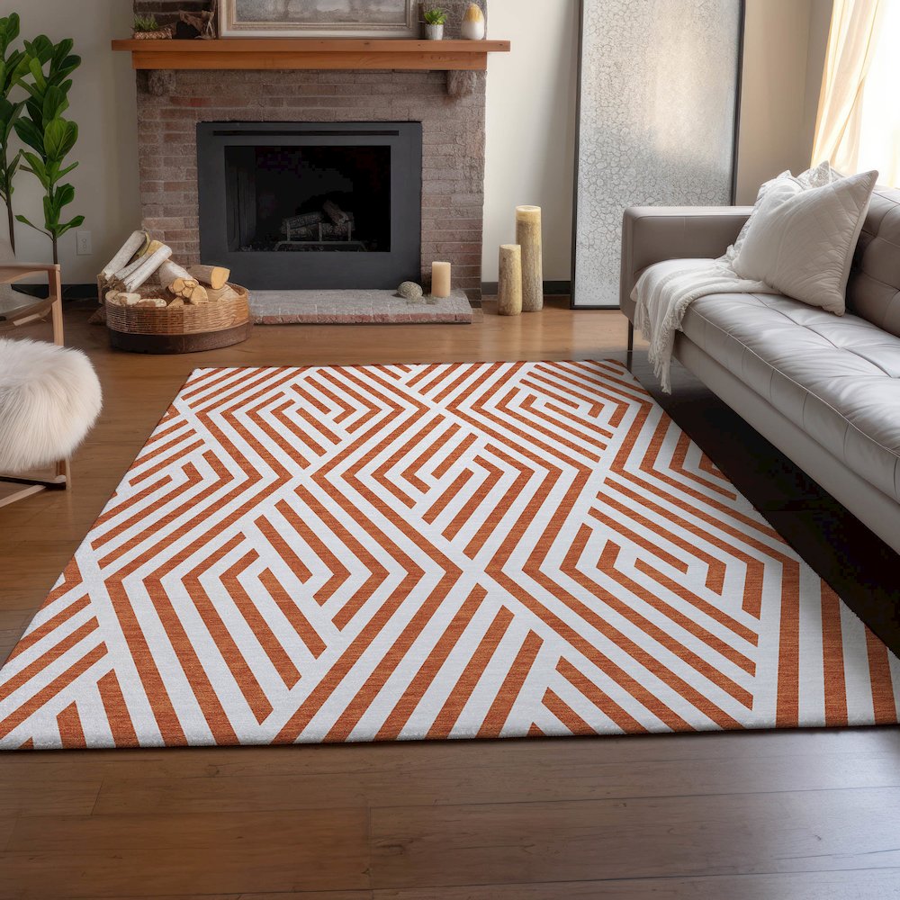 Premium Machine Washable Mayfield  Paprika 9' x 12' Rug. Picture 6