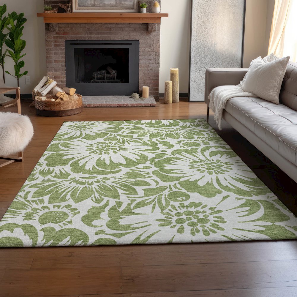 Premium Machine Washable Mayfield  Aloe 9' x 12' Rug. Picture 6