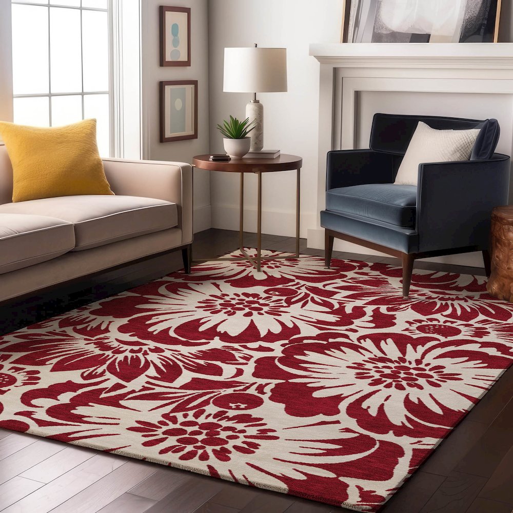 Premium Machine Washable Mayfield  Burgundy 9' x 12' Rug. Picture 5