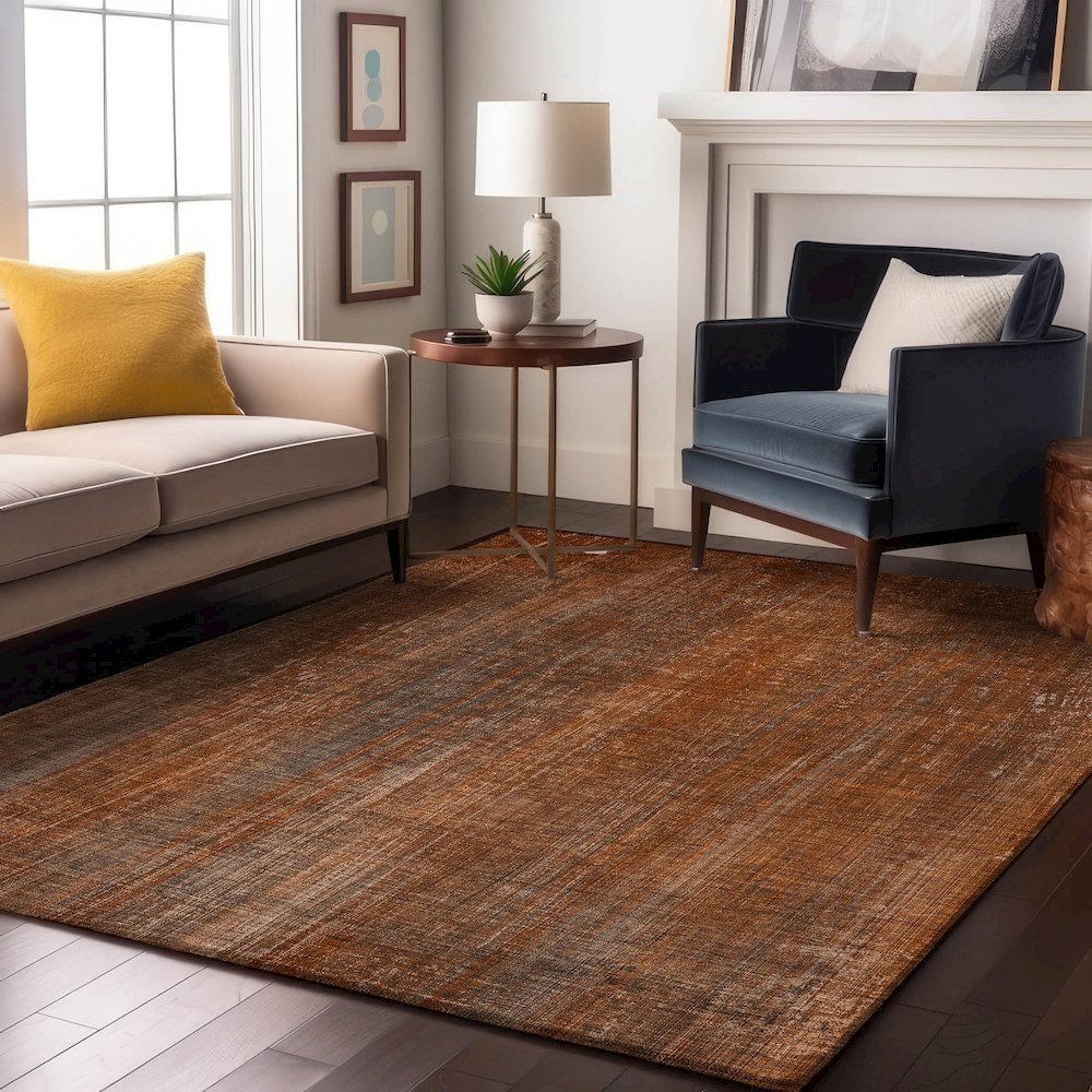Premium Machine Washable Mayfield  Paprika 9' x 12' Rug. Picture 5
