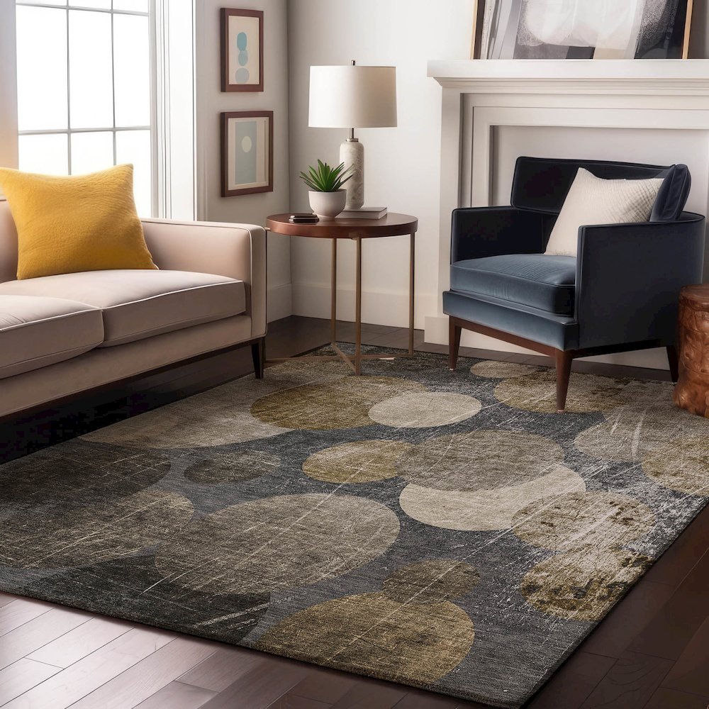 Premium Machine Washable Mayfield  Brown 9' x 12' Rug. Picture 5