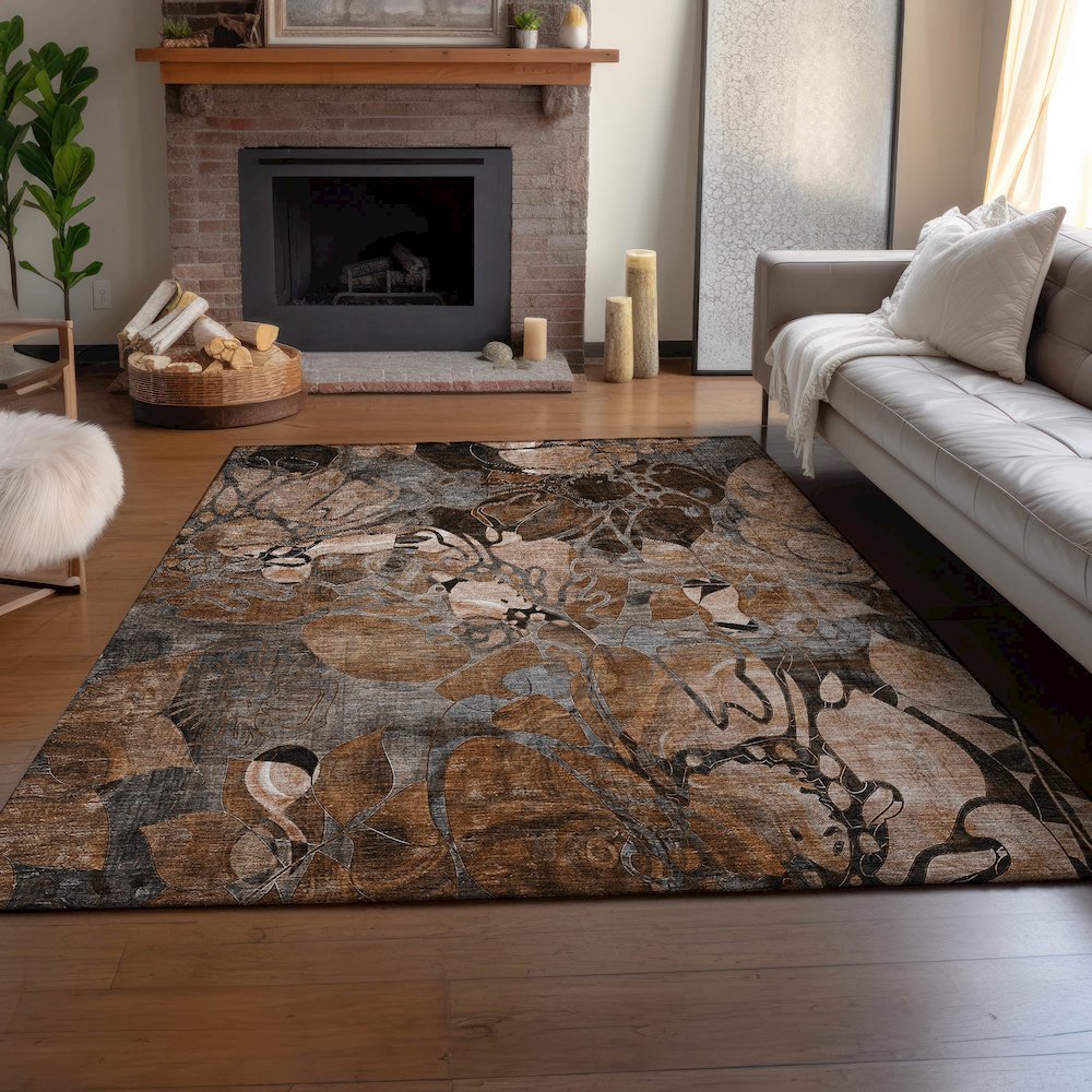 Premium Machine Washable Mayfield  Paprika 9' x 12' Rug. Picture 6