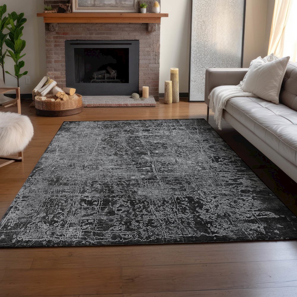 Premium Machine Washable Mayfield  Gray 9' x 12' Rug. Picture 6