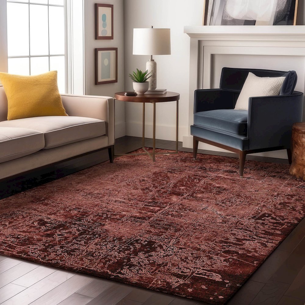 Premium Machine Washable Mayfield  Merlot 9' x 12' Rug. Picture 5