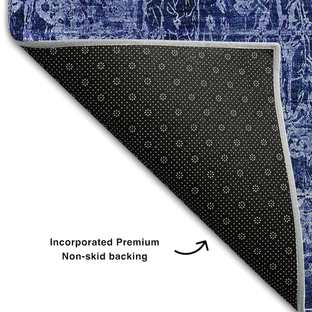 Premium Machine Washable Mayfield  Navy 5' x 7'6" Rug. Picture 2