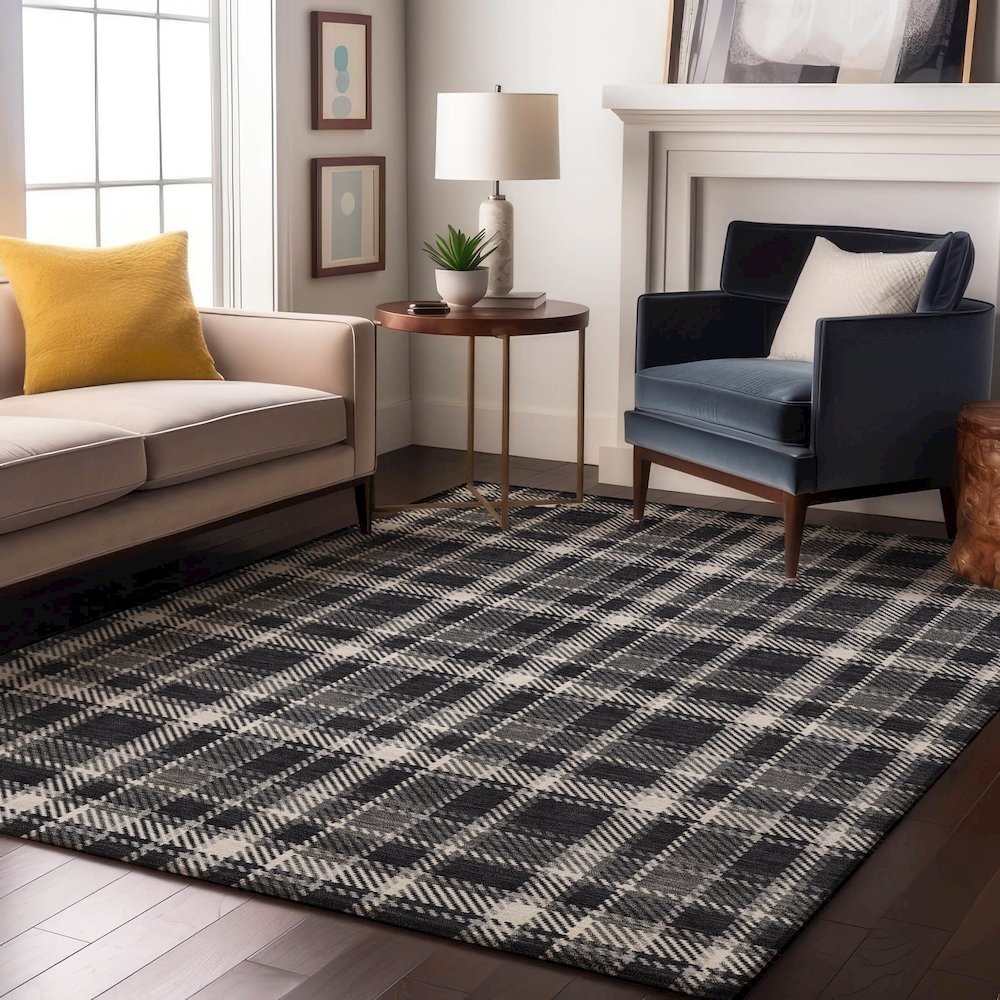 Premium Machine Washable Mayfield  Black 9' x 12' Rug. Picture 5