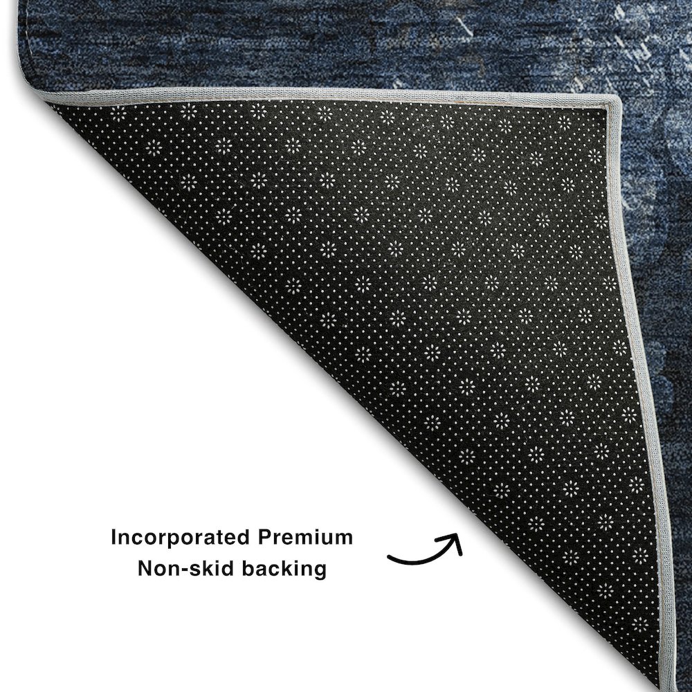 Premium Machine Washable Mayfield  Blue 5' x 7'6" Rug. Picture 2