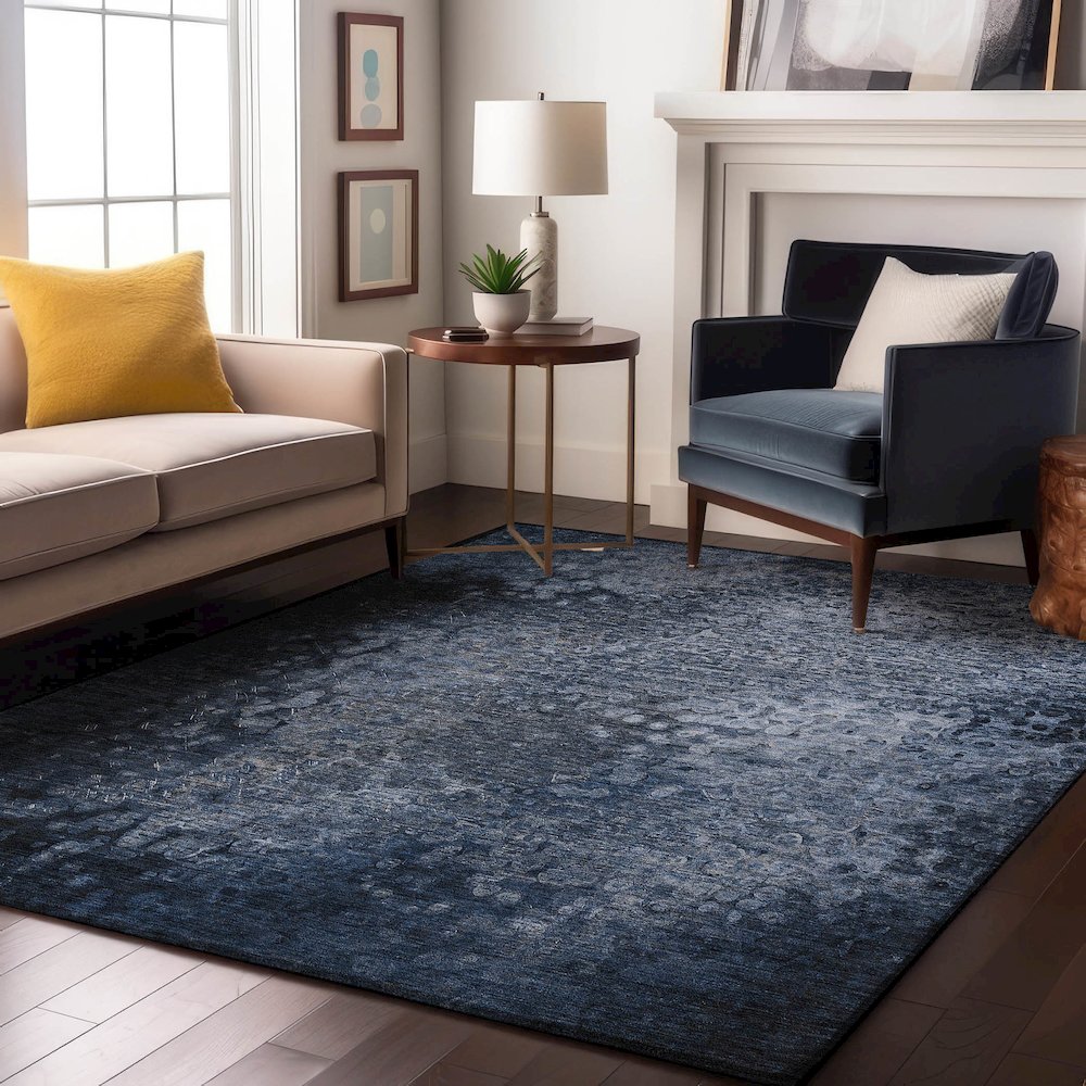 Premium Machine Washable Mayfield  Blue 9' x 12' Rug. Picture 5