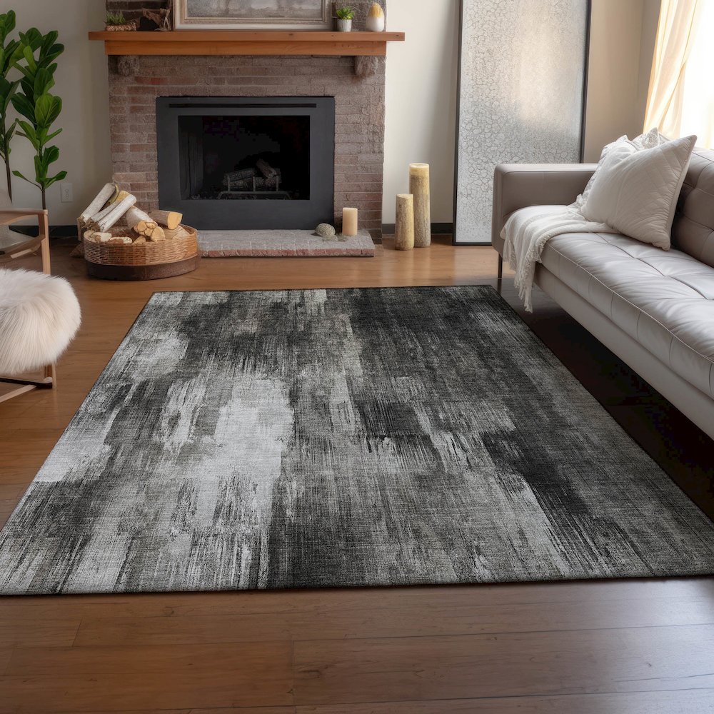 Premium Machine Washable Mayfield  Gray 9' x 12' Rug. Picture 6