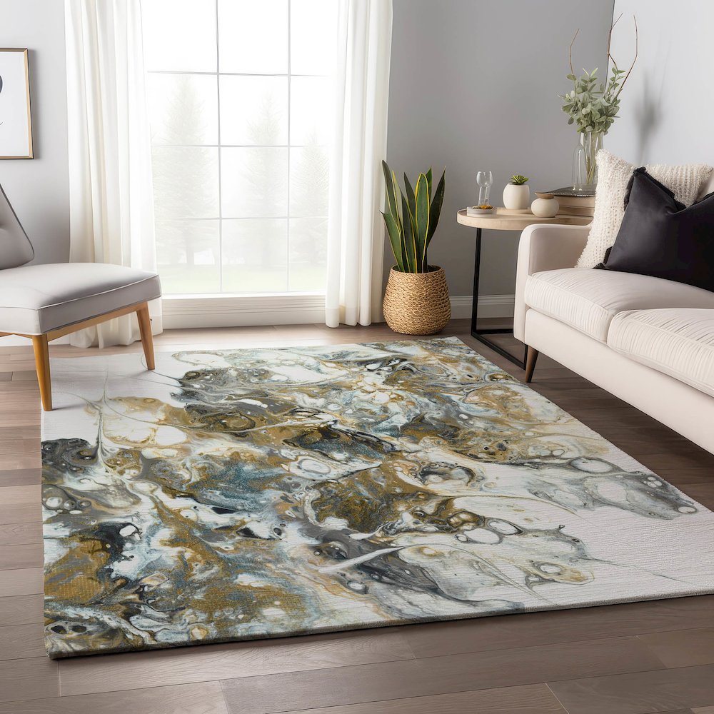 Premium Machine Washable Mayfield  Smoke 9' x 12' Rug. Picture 5