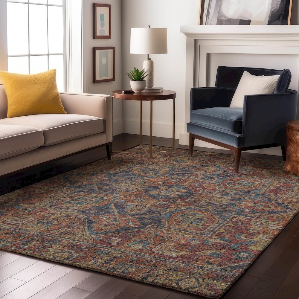 Premium Machine Washable Mayfield  Red 9' x 12' Rug. Picture 5