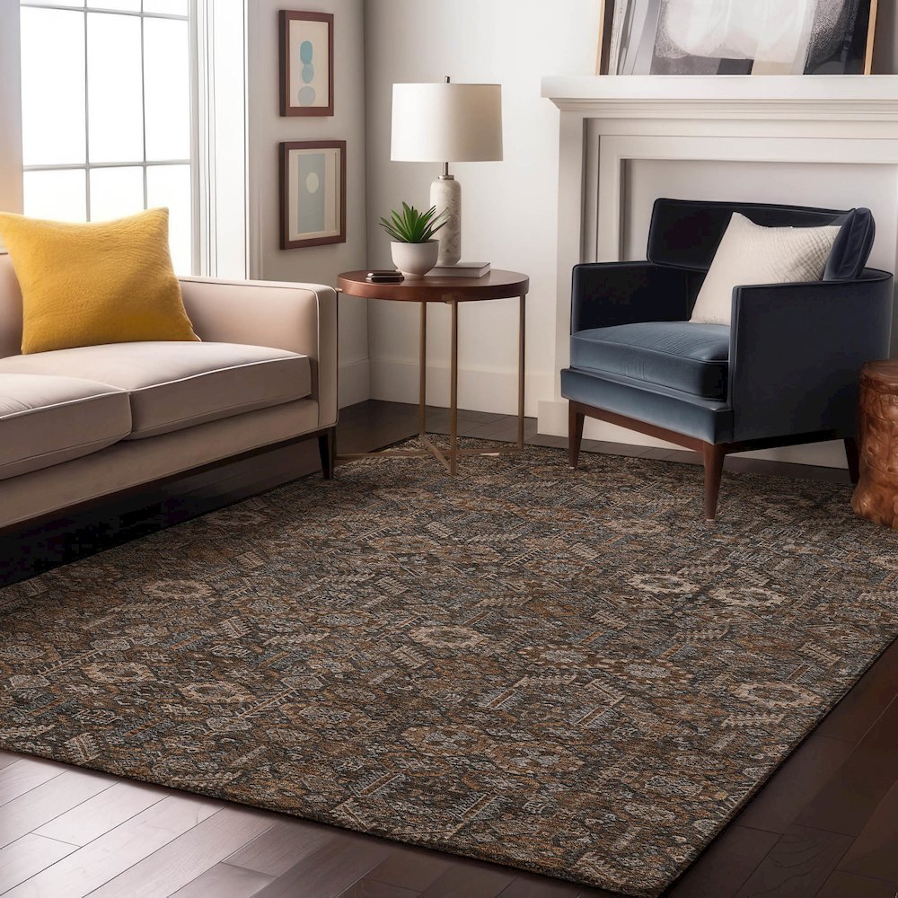 Premium Machine Washable Mayfield  Chocolate 9' x 12' Rug. Picture 5