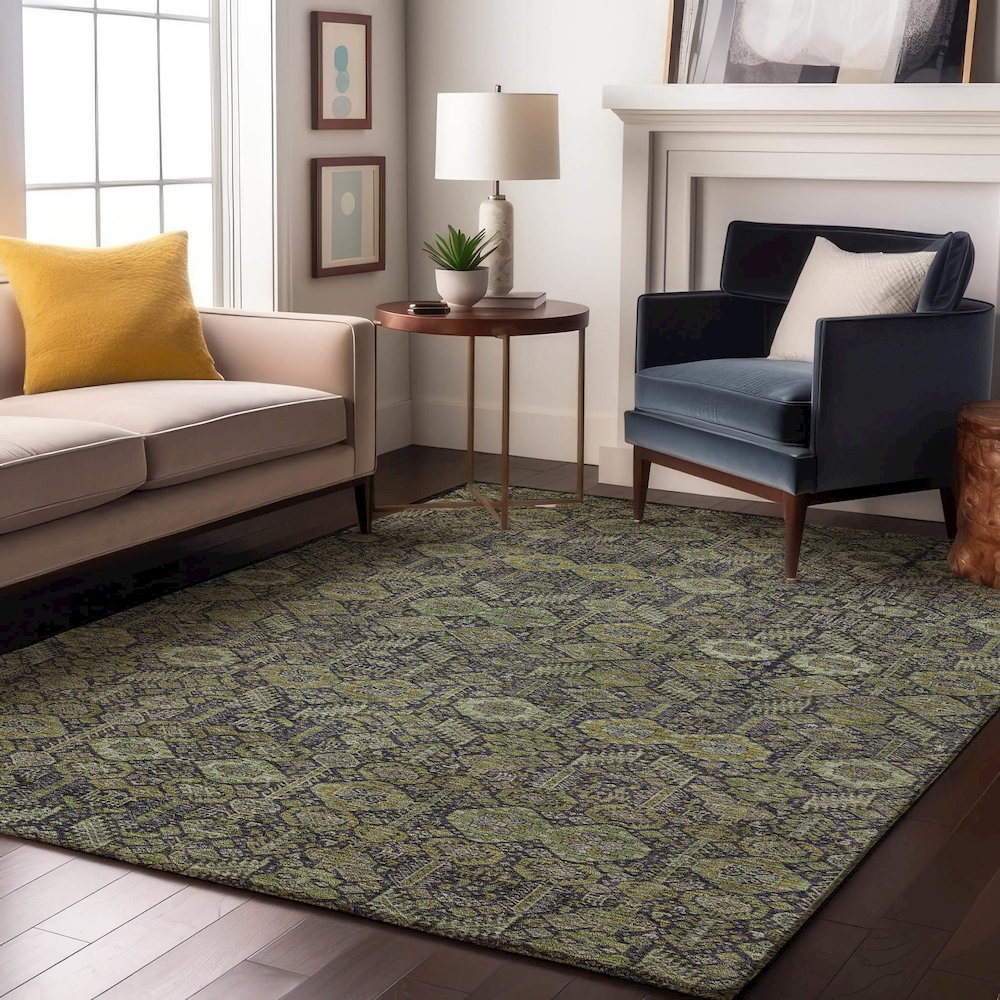 Premium Machine Washable Mayfield  Green 9' x 12' Rug. Picture 5