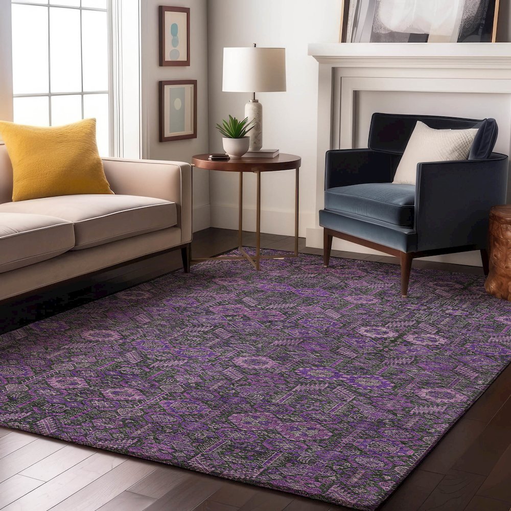 Premium Machine Washable Mayfield  Purple 9' x 12' Rug. Picture 5