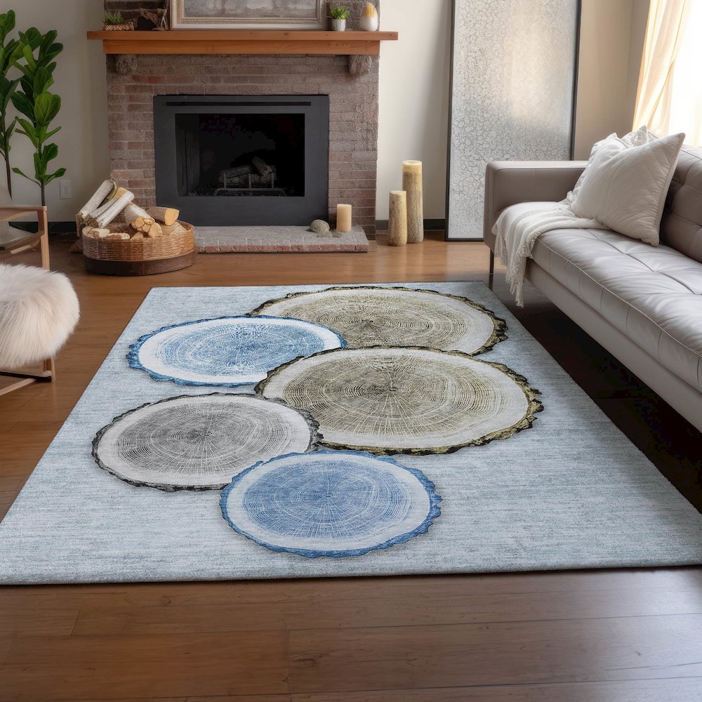 Premium Machine Washable Mayfield  Blue 9' x 12' Rug. Picture 6