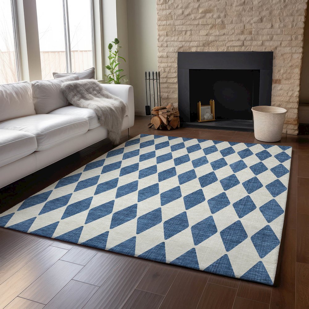 Premium Machine Washable Mayfield  Navy 9' x 12' Rug. Picture 6