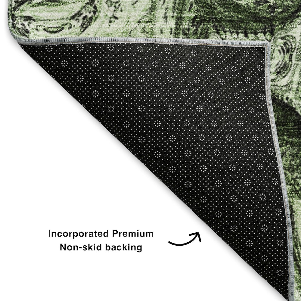 Premium Machine Washable Mayfield  Green 5' x 7'6" Rug. Picture 2