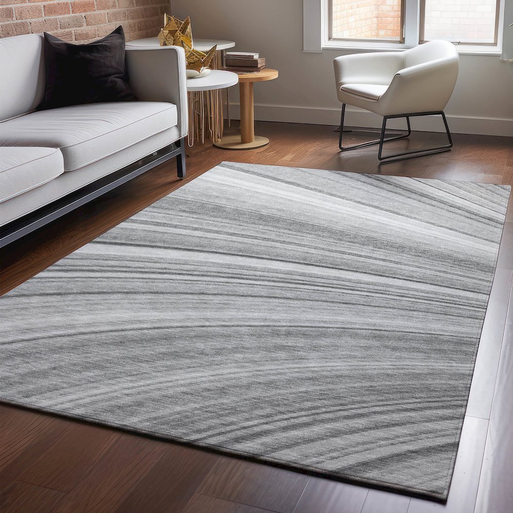 Premium Machine Washable Mayfield  Gray 9' x 12' Rug. Picture 5