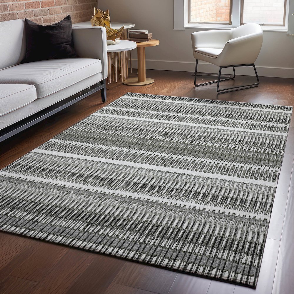 Premium Machine Washable Mayfield  Gray 9' x 12' Rug. Picture 5