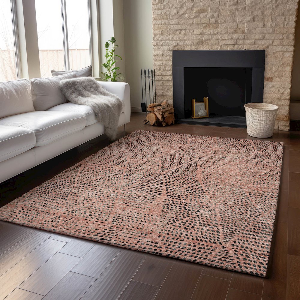 Premium Machine Washable Mayfield  Salmon 9' x 12' Rug. Picture 6