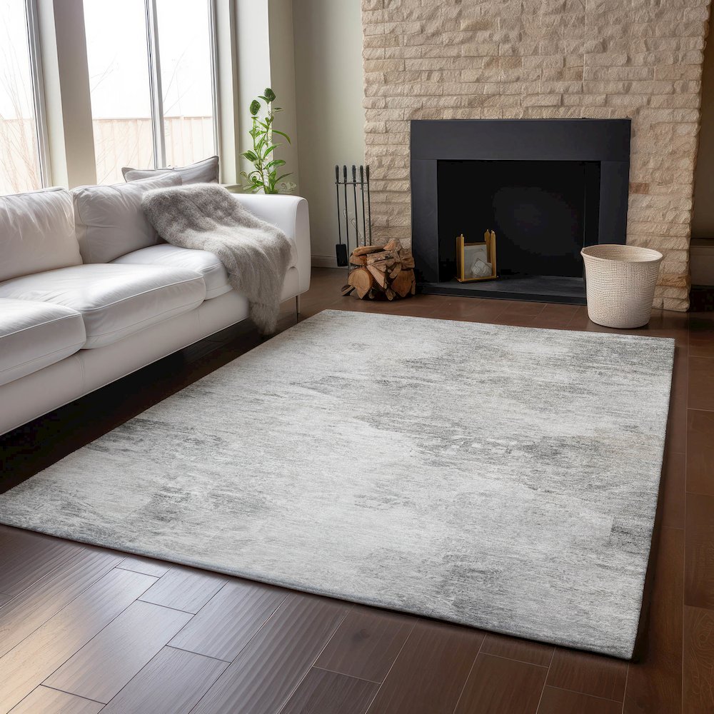 Premium Machine Washable Mayfield  Silver 9' x 12' Rug. Picture 6