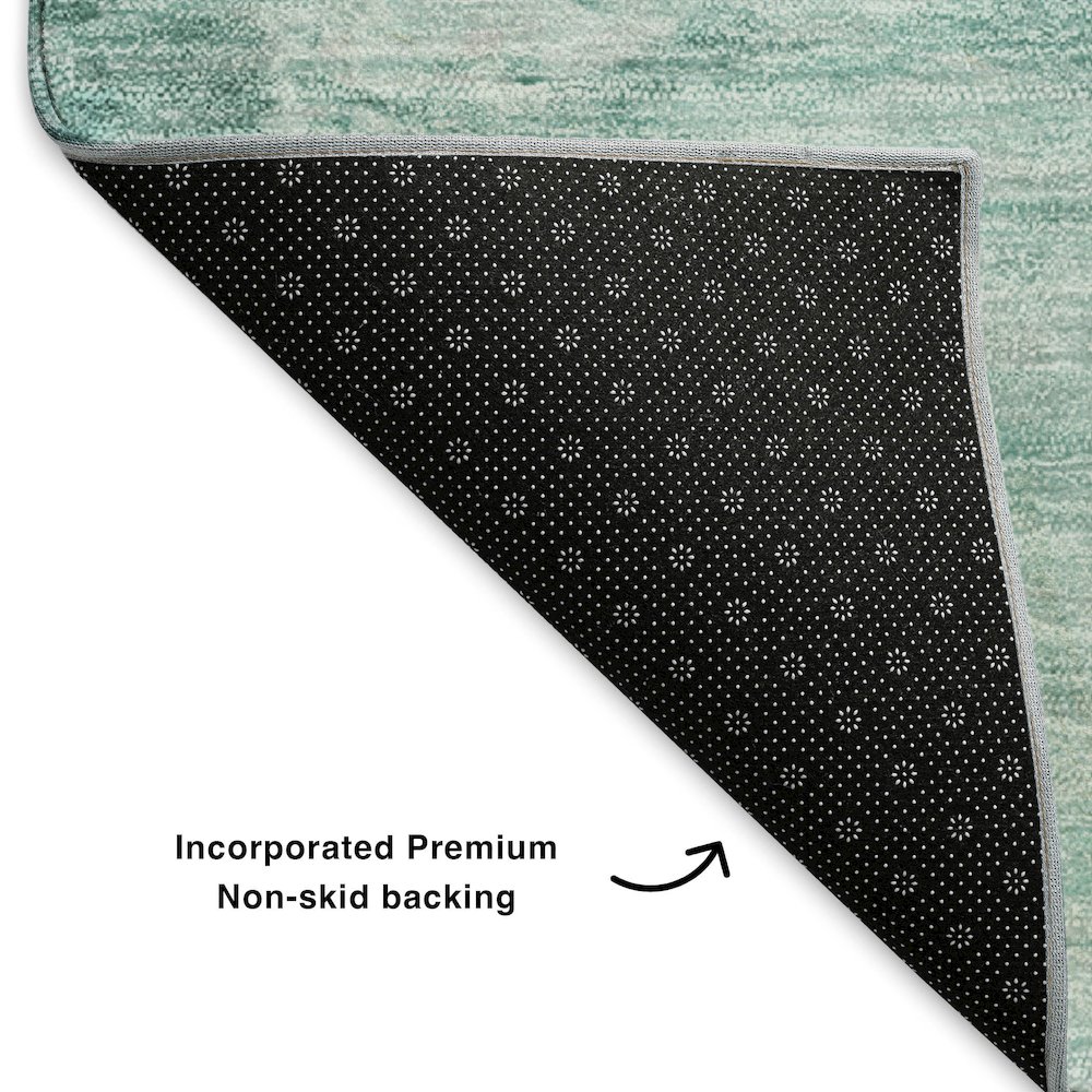 Premium Machine Washable Mayfield  Teal 5' x 7'6" Rug. Picture 2