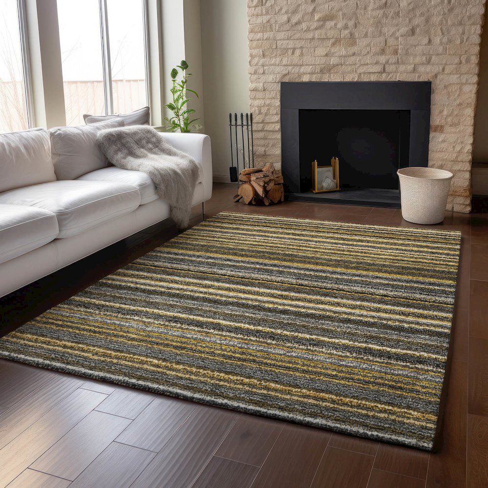 Premium Machine Washable Mayfield  Gold 9' x 12' Rug. Picture 6