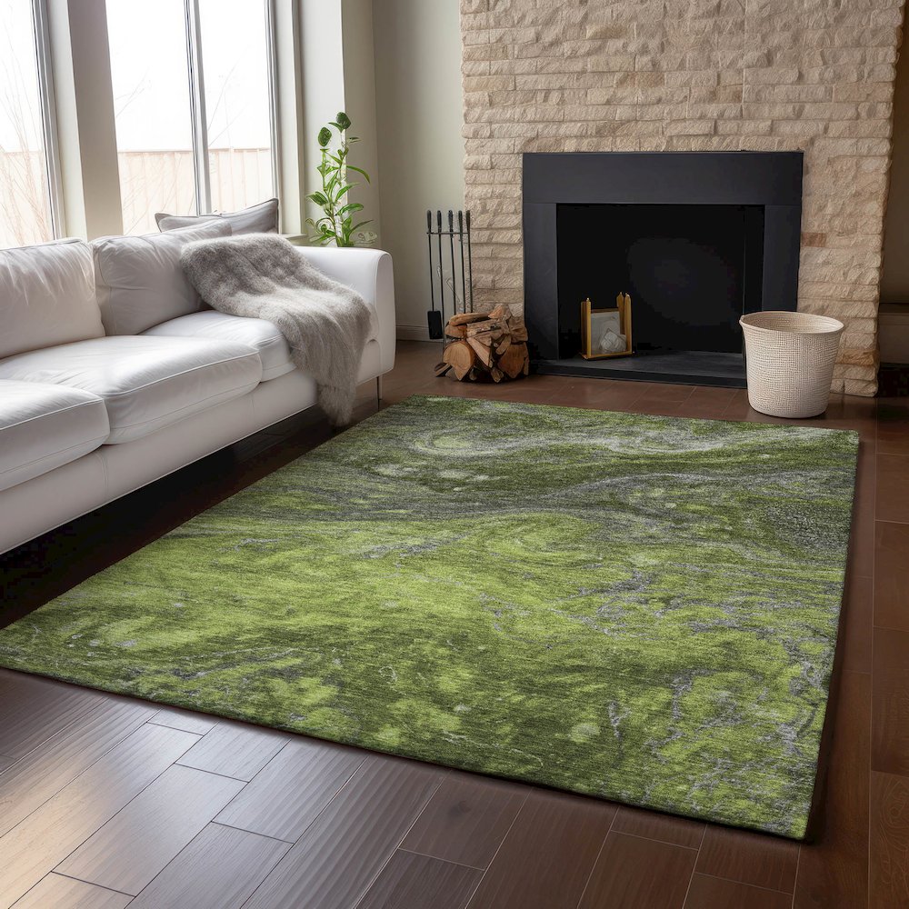 Premium Machine Washable Mayfield  Green 9' x 12' Rug. Picture 6