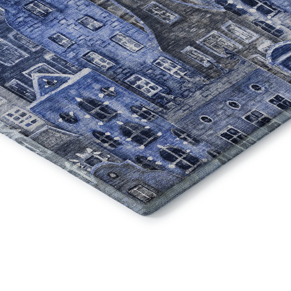 Premium Machine Washable Mayfield  Blue 5' x 7'6" Rug. Picture 3
