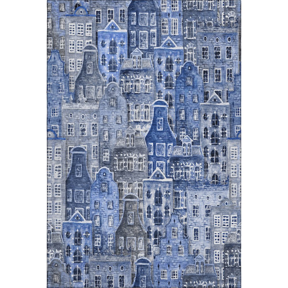 Premium Machine Washable Mayfield  Blue 9' x 12' Rug. Picture 1