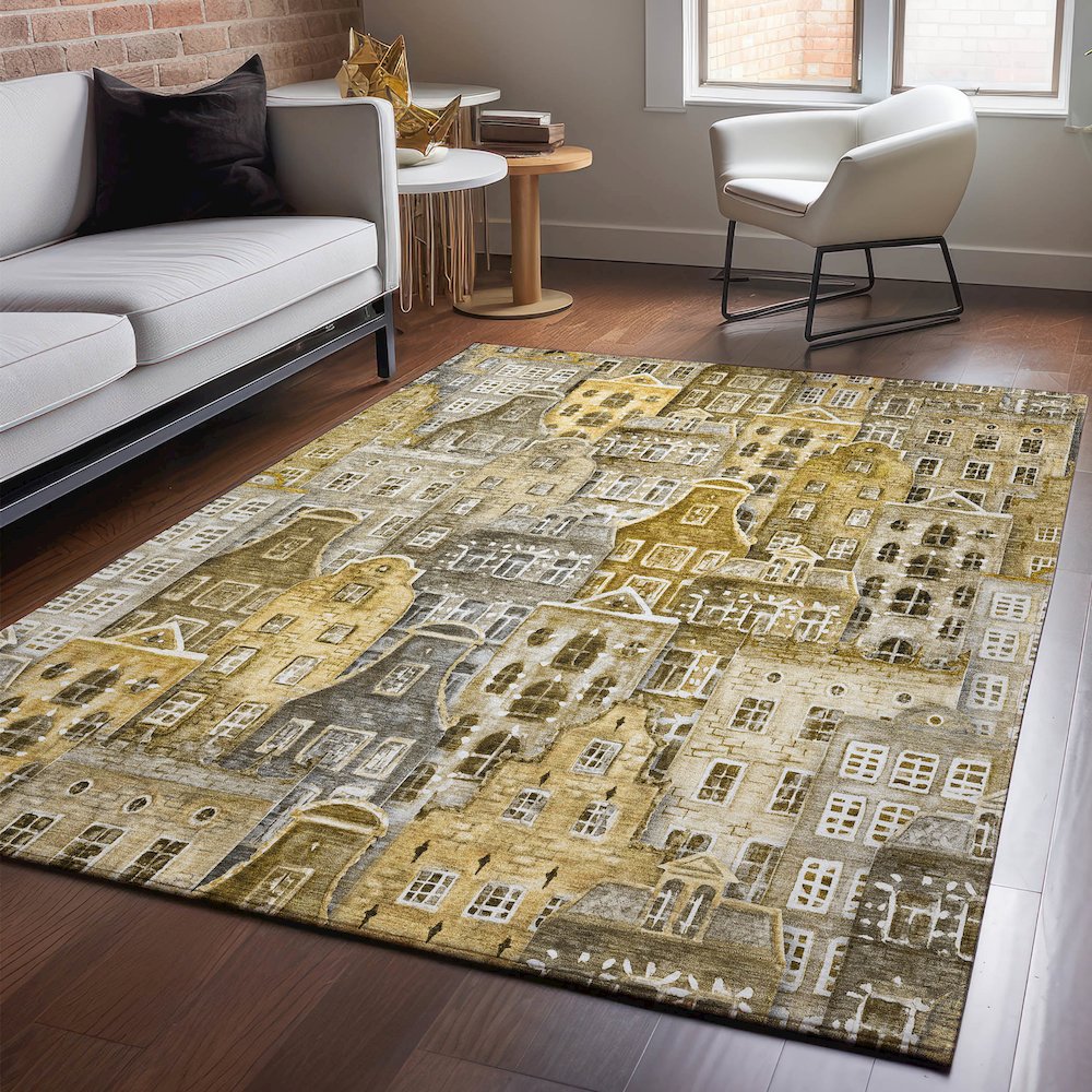 Premium Machine Washable Mayfield  Brown 9' x 12' Rug. Picture 5