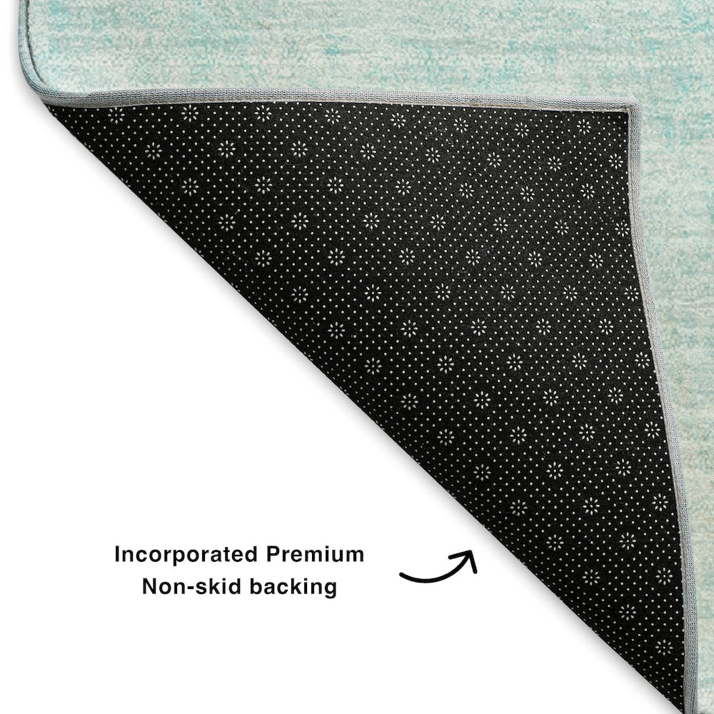 Premium Machine Washable Mayfield  Teal 5' x 7'6" Rug. Picture 2