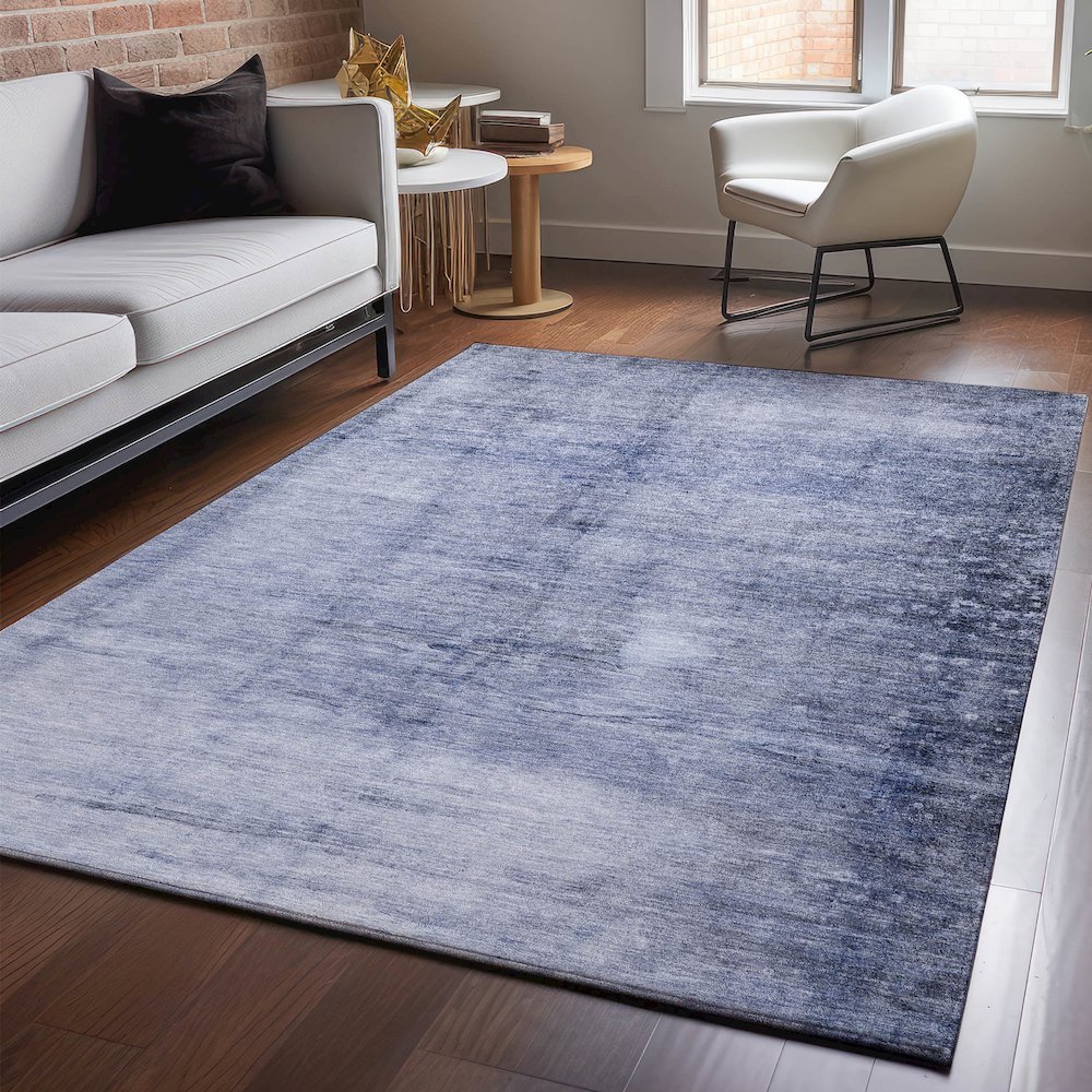 Premium Machine Washable Mayfield  Navy 9' x 12' Rug. Picture 5