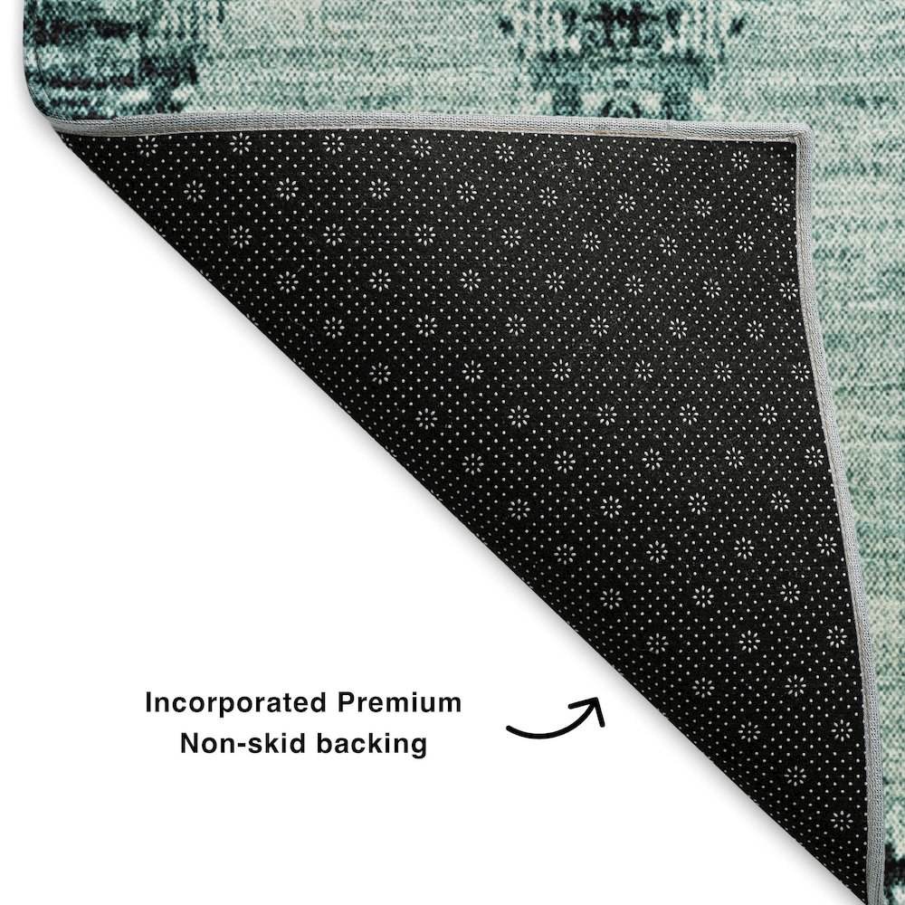 Premium Machine Washable Mayfield  Teal 5' x 7'6" Rug. Picture 2