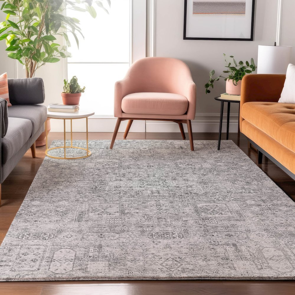Premium Machine Washable Mayfield  Gray 9' x 12' Rug. Picture 5