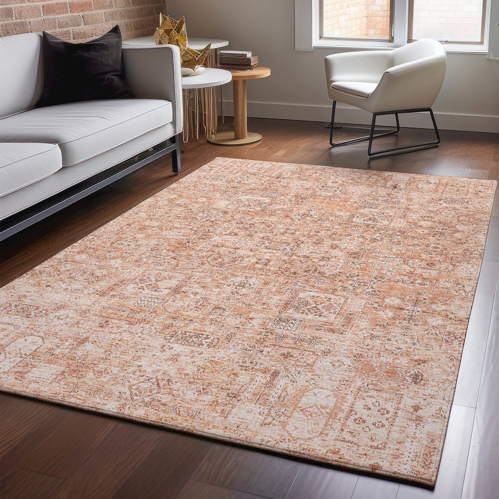 Premium Machine Washable Mayfield  Salmon 9' x 12' Rug. Picture 5