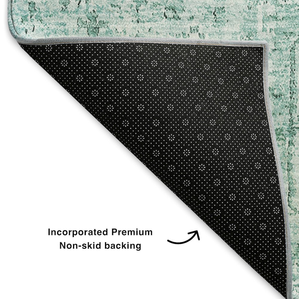 Premium Machine Washable Mayfield  Teal 5' x 7'6" Rug. Picture 2