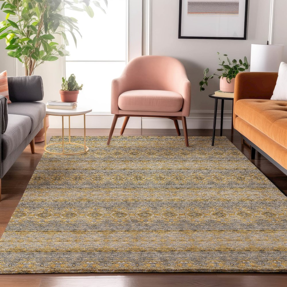 Premium Machine Washable Mayfield  Gold 9' x 12' Rug. Picture 5