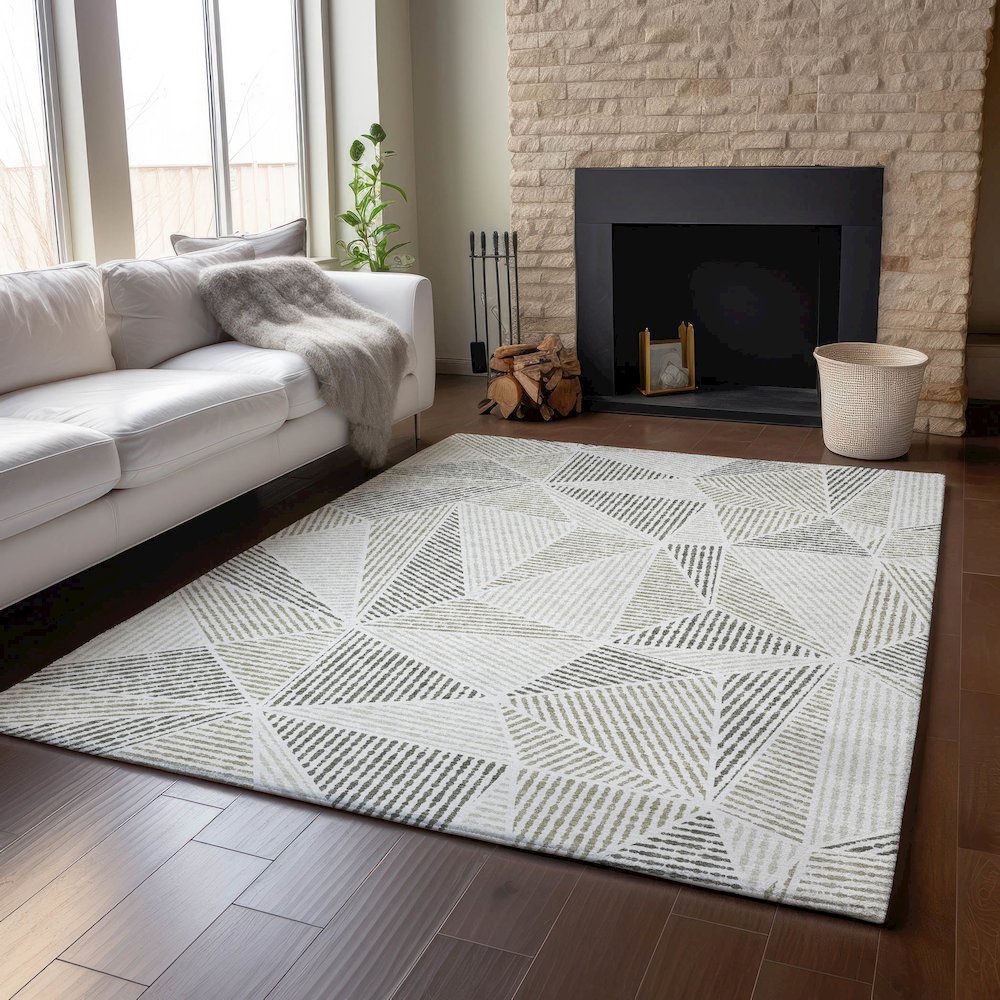 Premium Machine Washable Mayfield  Taupe 9' x 12' Rug. Picture 6