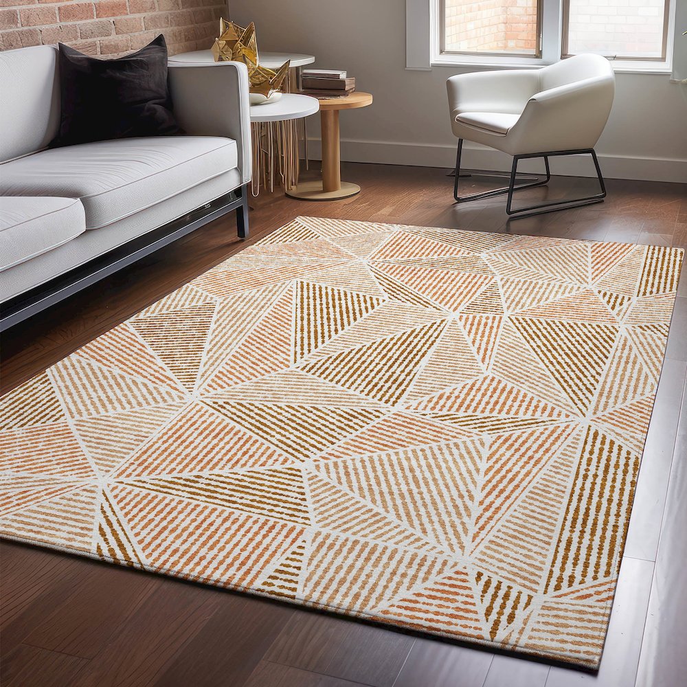 Premium Machine Washable Mayfield  Terracotta 9' x 12' Rug. Picture 5