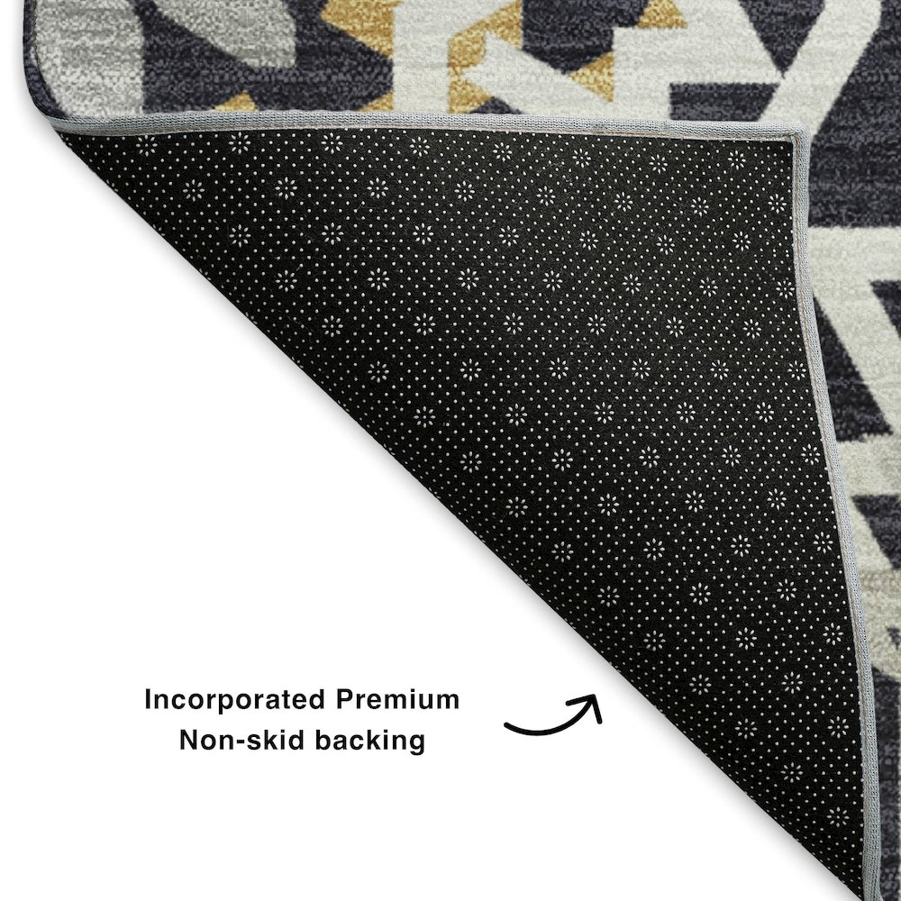 Premium Machine Washable Mayfield  Black 5' x 7'6" Rug. Picture 2
