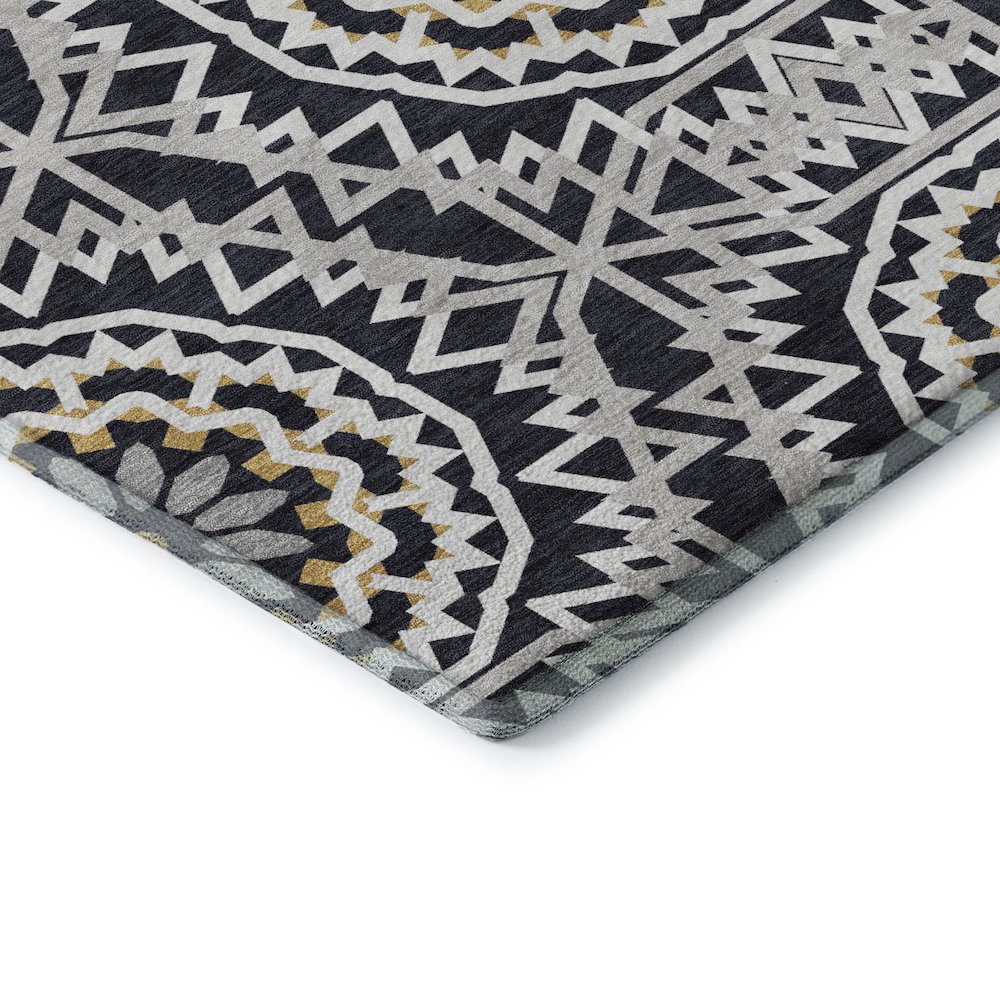 Premium Machine Washable Mayfield  Black 5' x 7'6" Rug. Picture 3